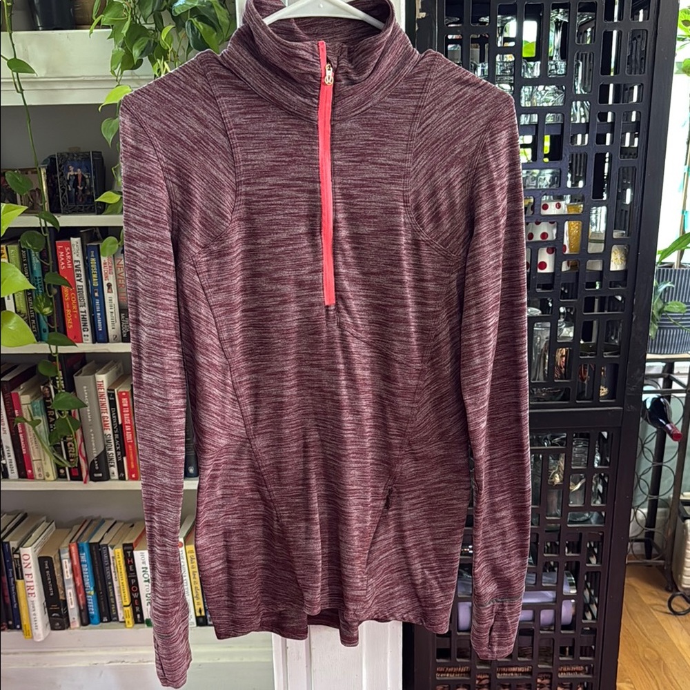 Lululemon Maroon Long Sleeve Pullover with Pink Zipper